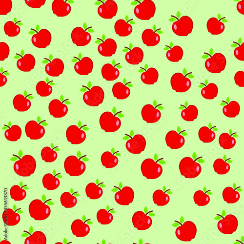 Seamless background of red apple. Vector illustration. 