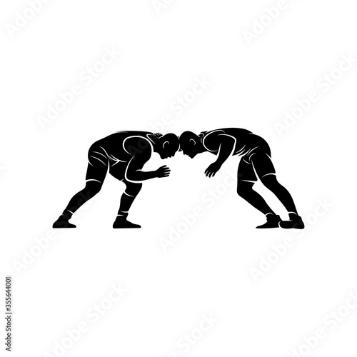 Wrestling logo vector template, Illustration symbol, Silhouette design