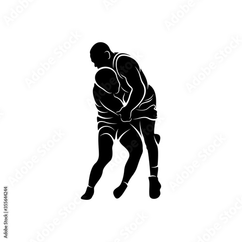 Wrestling logo vector template, Illustration symbol, Silhouette design