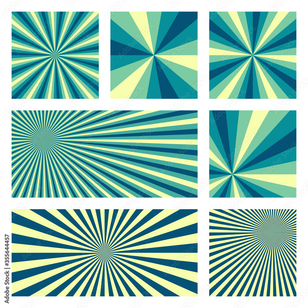 Amazing sunburst background collection. Abstract covers with radial rays. Awesome vector illustration. Amazing sunburst background collection. Abstract covers with radial rays. Awesome vector illustration.