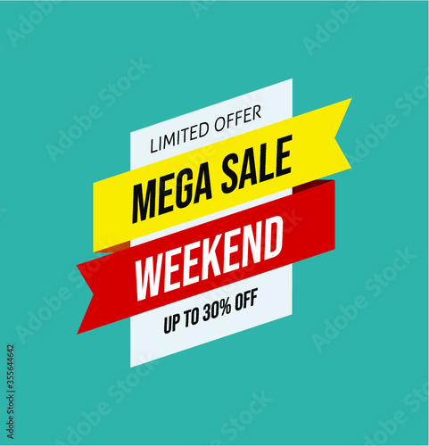 Limited offer, mega sale weekend, up to 30% offer, discount, sales promotion, vector illustration