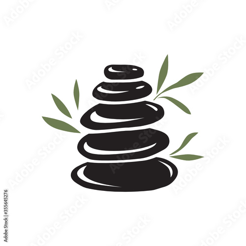 bamboo leaves and zen pebbles, vector