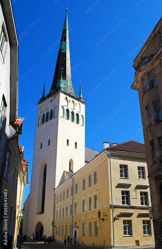 View of Saint Olaf Church in Tallinn, Estonia