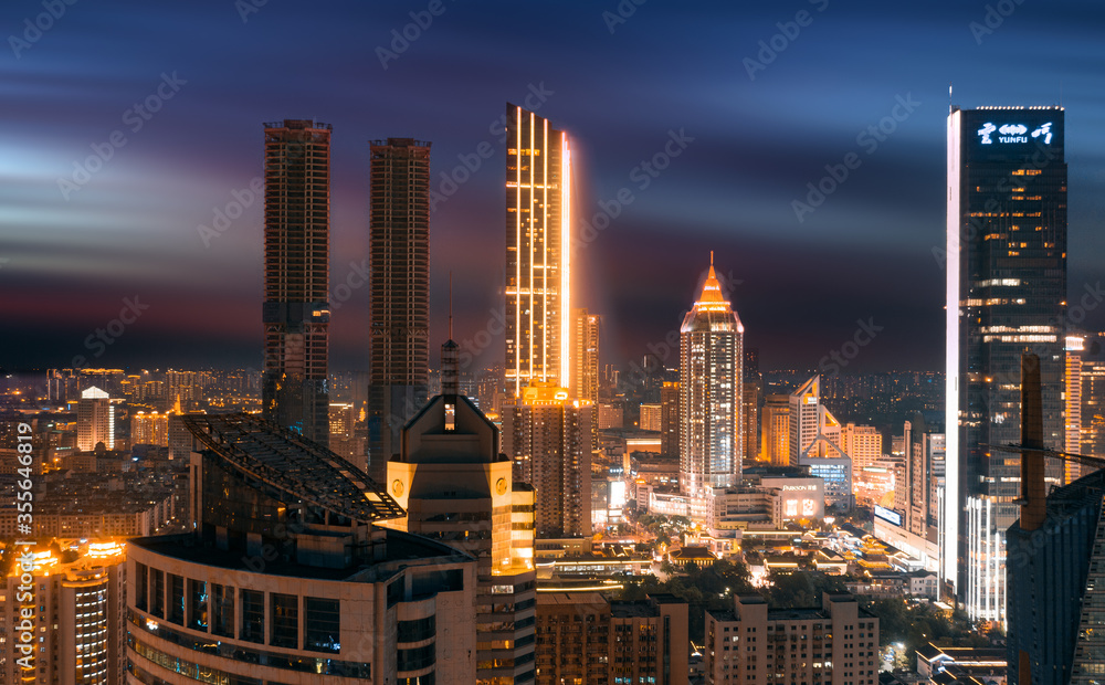 Naklejka premium Night view of Wuxi City, Jiangsu Province, China