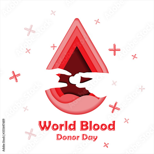 World Blood Donor Day, Donate Blood With Hand, Love And Blood Illustration for Poster, Banner, Social Media Feed