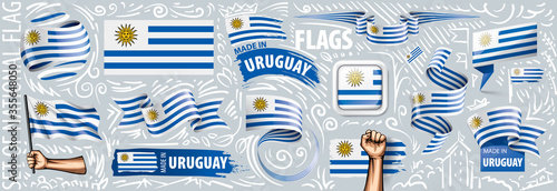 Vector set of the national flag of Uruguay in various creative designs