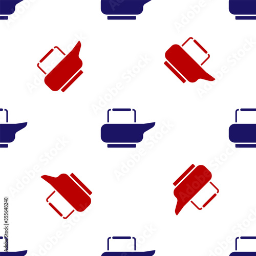 Blue and red Bedpan icon isolated seamless pattern on white background. Toilet for bedridden patients. Vector Illustration.