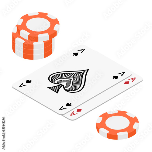 Playing cards and poker chips casino