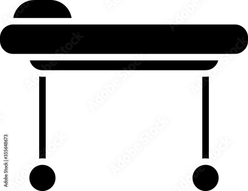 Black Stretcher icon isolated on white background. Patient hospital medical stretcher. Vector Illustration.