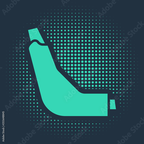 Green Inhaler icon isolated on blue background. Breather for cough relief, inhalation, allergic patient. Abstract circle random dots. Vector Illustration.