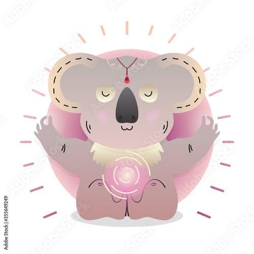 Photography Vector funny cute Lama sitting in yoga lotus pose and relaxing meditates