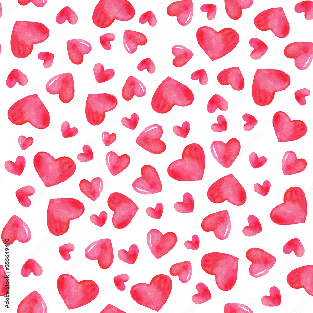 Pink hearts on white background. Seamless pattern with hearts. Valentine's Day. Pink hearts on white background. Seamless pattern with hearts. Valentine's Day.