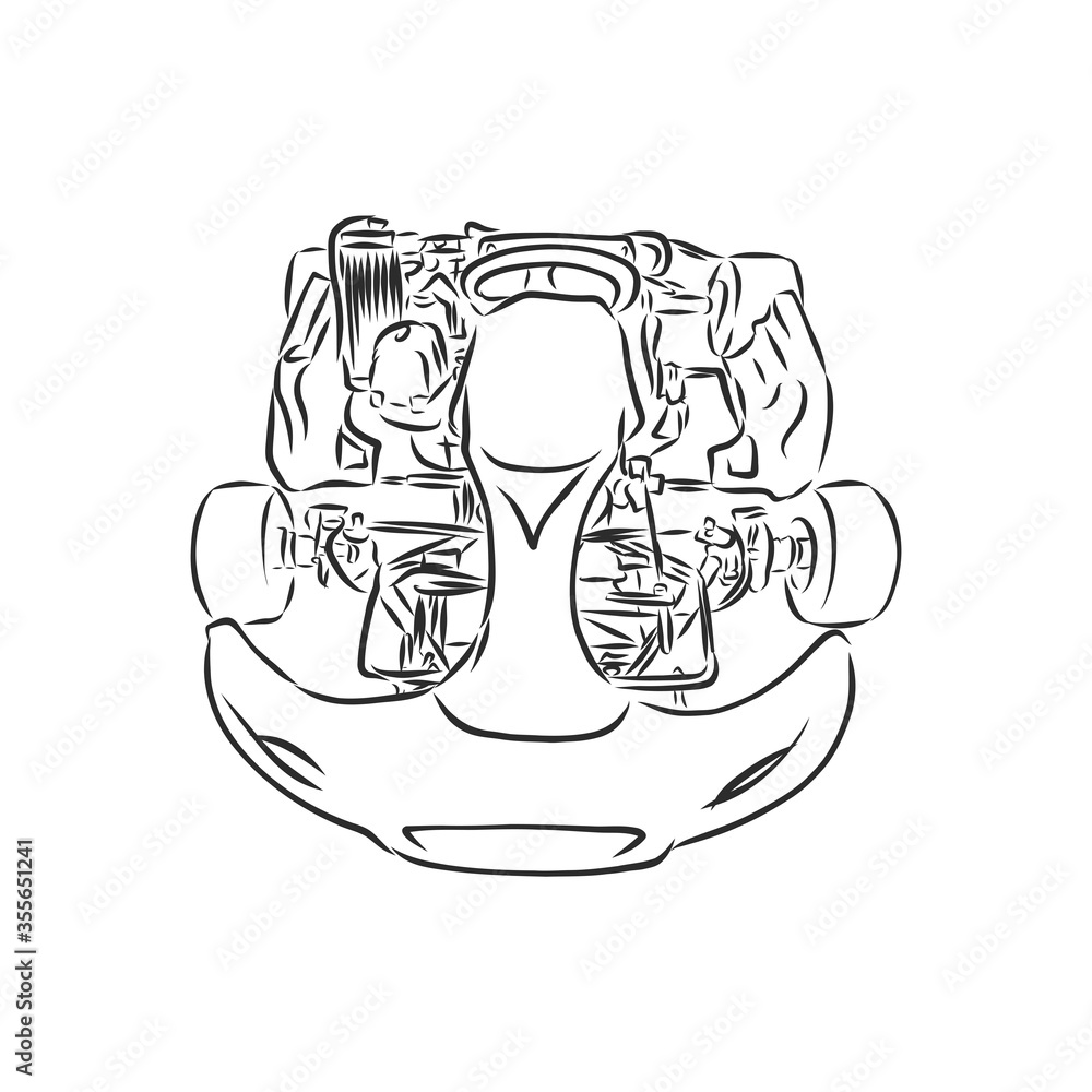 Sketch of karting, sport and active lifestyle. Karting hand drawn ...