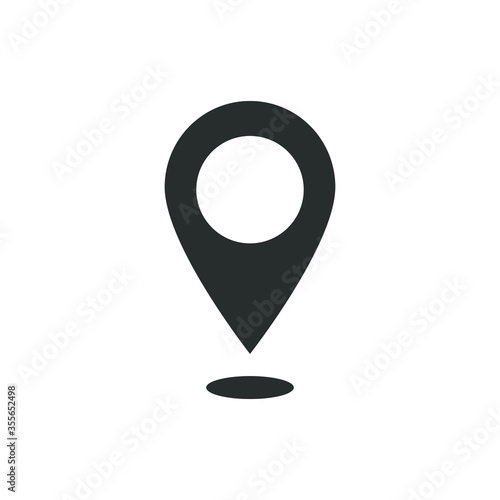 Map pin pointer icon in flat style isolated on the white background. GPS marker of destination point for graphic design, logo, Web, UI, mobile app