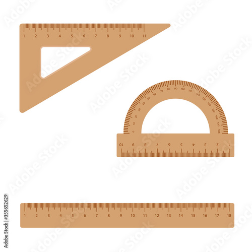 Wooden rulers set vector
