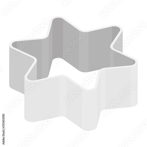 Metal baking cookie star cutter. Isometric view. Vector