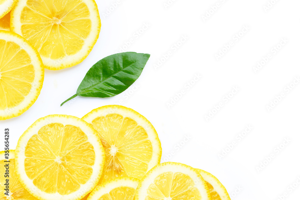 Fresh lemon slices isolated on white