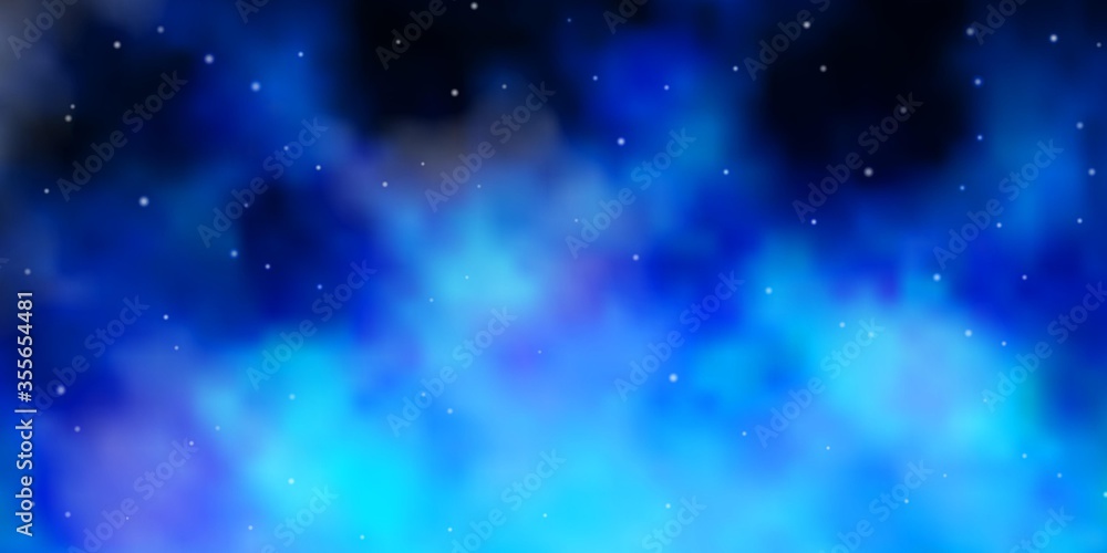 Dark BLUE vector background with colorful stars. Decorative illustration with stars on abstract template. Best design for your ad, poster, banner.