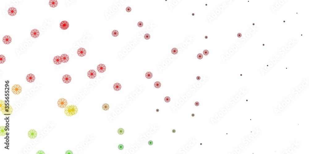 Light Green, Red vector doodle pattern with flowers. Light Green, Red vector doodle pattern with flowers.