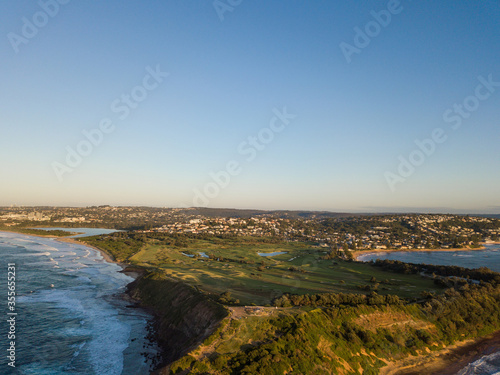 Aerial view of Long Reef Headland with clear sky, Sydney, Australia.