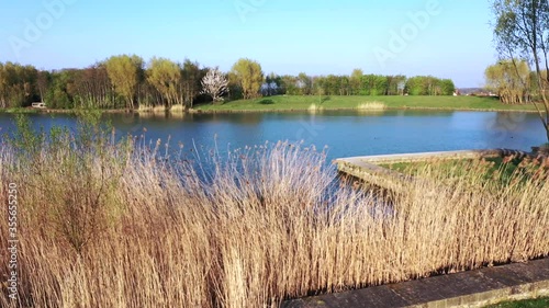 Panoramic aerial view of Lake Magny-le-Hongre