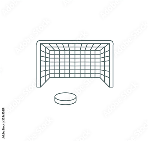 Hockey goal and puck icon on white background