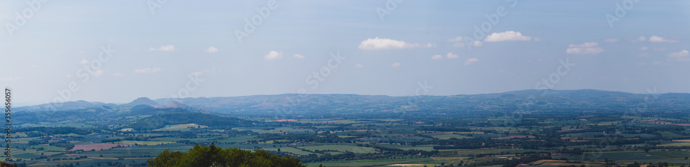 panoramic view of the North Welsh hills shot from the top of The Wrekin in Shropshire