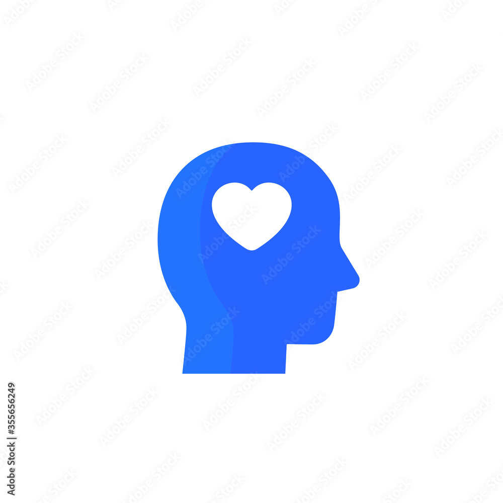 Head and heart vector icon