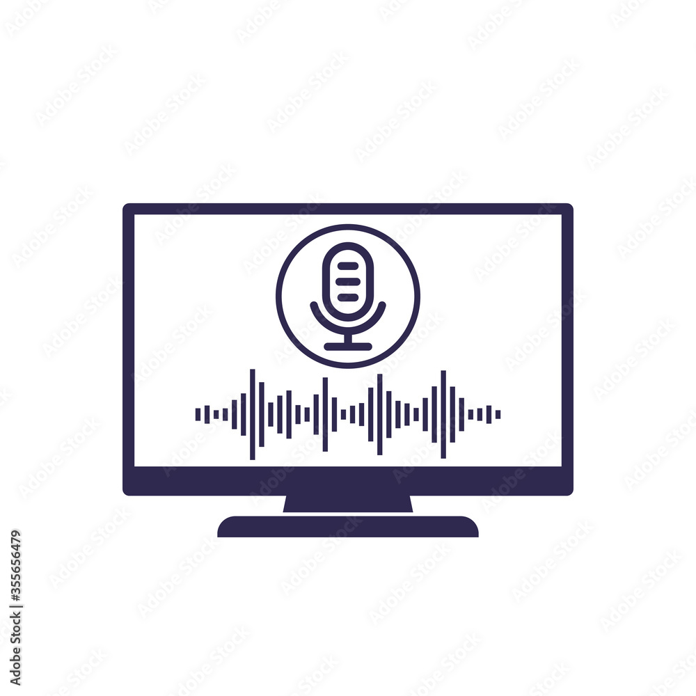 voice recognition in tv, vector icon voice recognition in tv, vector icon