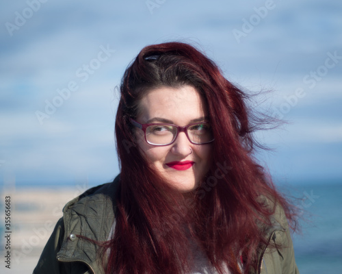 Portrait of a woman in the wind 