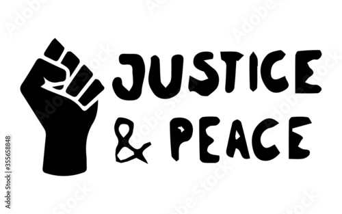 Justice and Peace with Fist. Pictogram Illustration Depicting Peace and Justice with Fist. BLM Black Lives Matter. Black and white EPS Vector File.