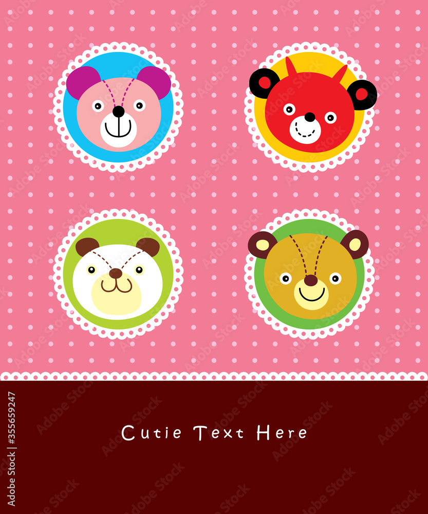 cute teddy bear cartoon card vector set cute teddy bear cartoon card vector set