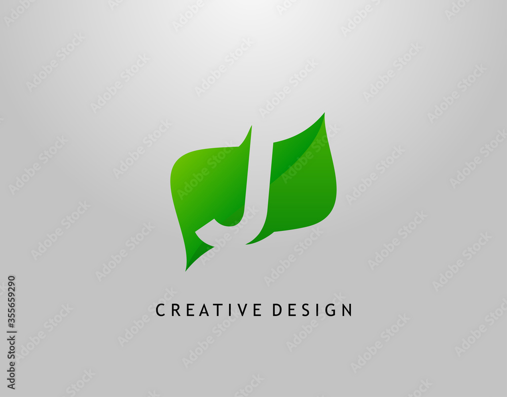 Green J Letter Logo. Modern Abstract of Initial J With Simple Leave Shape. Eco Nature Concept Design. Green J Letter Logo. Modern Abstract of Initial J With Simple Leave Shape. Eco Nature Concept Design.