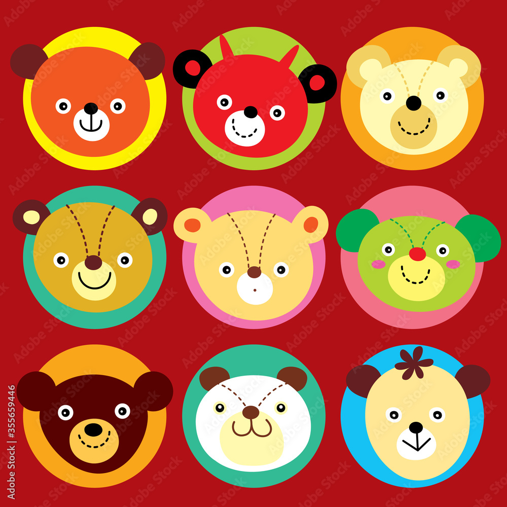 cute teddy bear cartoon card vector set cute teddy bear cartoon card vector set