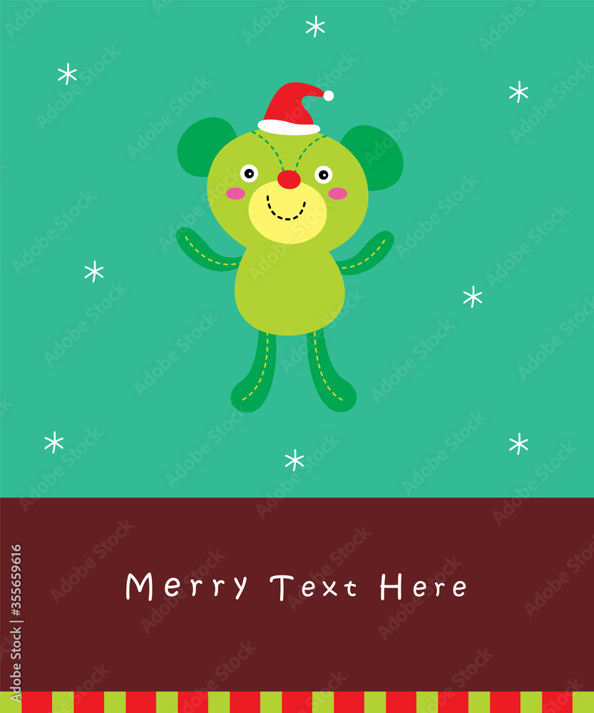 cute teddy bear merry christmas greeting card vector cute teddy bear merry christmas greeting card vector