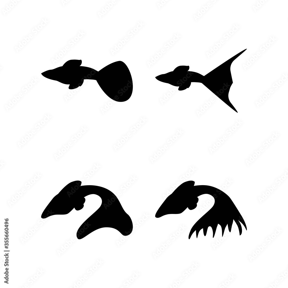 guppy fish set silhouette vector design template illustration guppy fish set silhouette vector design template illustration