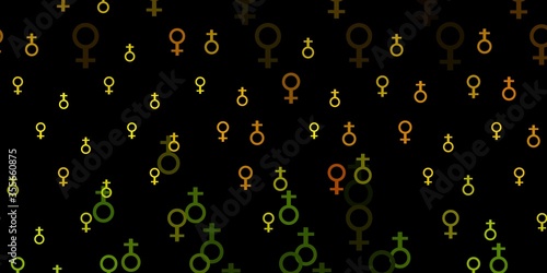 Light Green, Yellow vector backdrop with woman's power symbols.