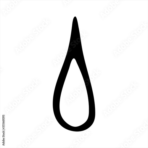 Drop, isolated simple hand drawn vector illustration in black and white