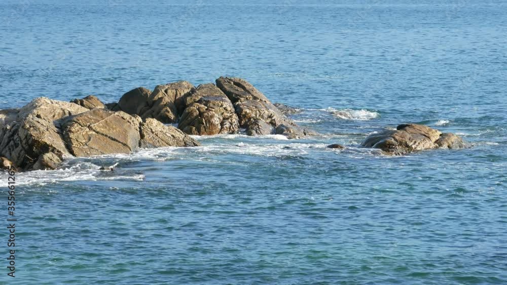 sea wave water hit rock and splashes sea wave water hit rock and splashes