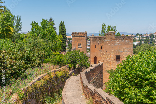 Ramparts of Alhambra palace in Granada, Spain