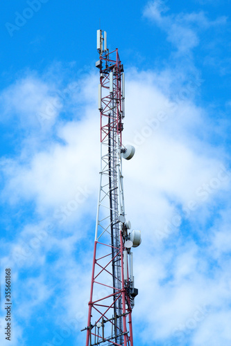 Telecommunication tower against the sky. 5G