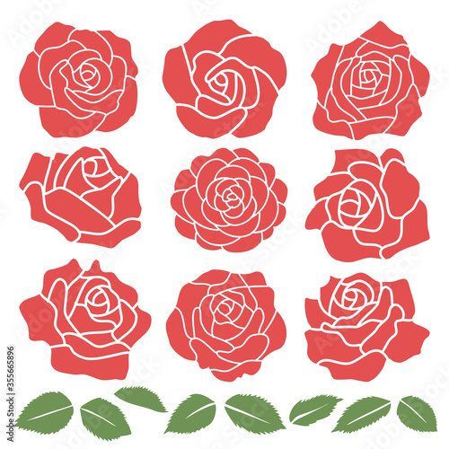 Rose flower icon set - Vector illustration