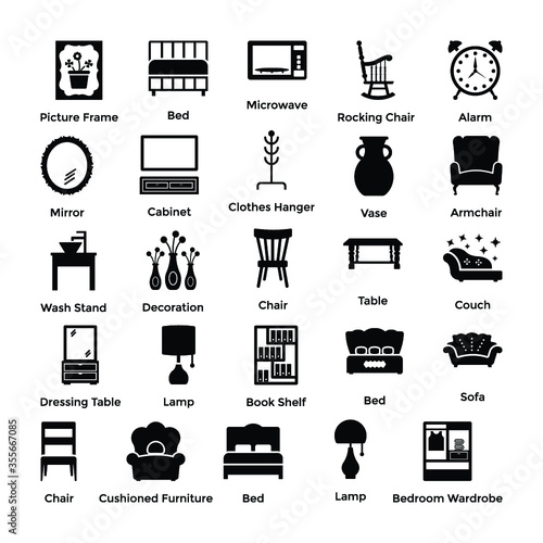 
Home Decor Glyph Icons Set 
