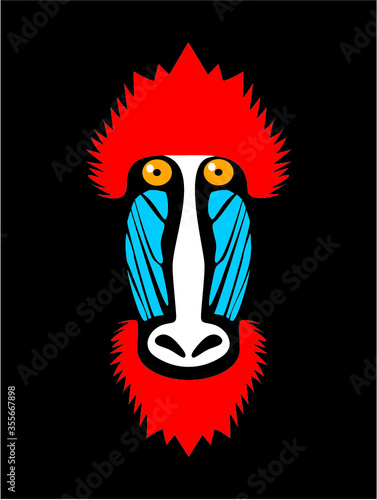 Mandrill monkey head, vector icon