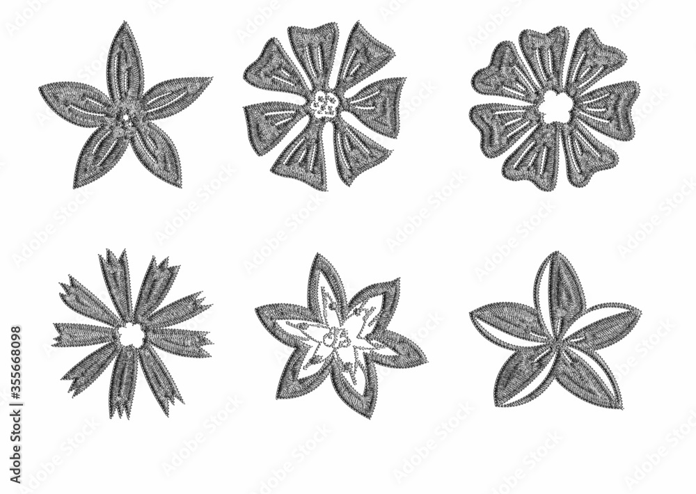set of embroidery floral elements set of embroidery floral elements