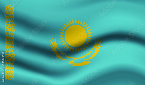 Kazakhstan Vector Flag. Vector illustration.