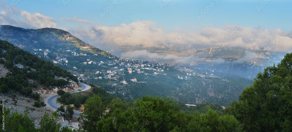 Panoramic view of the village Yanou  in the Mountain, in Mount Lebanon