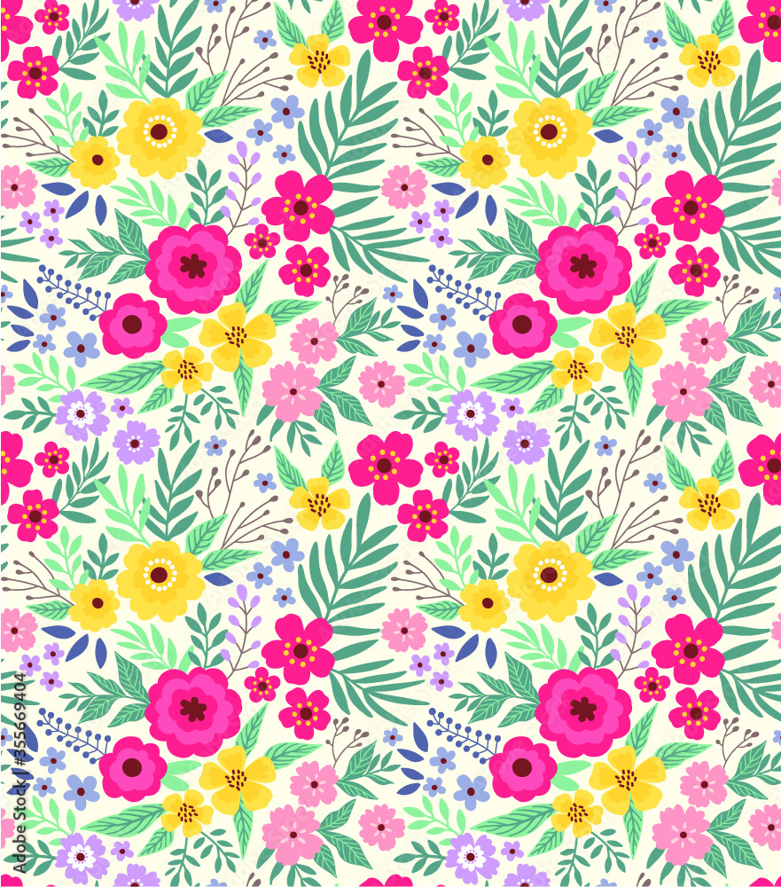 Elegant floral pattern in small colorful flowers. Liberty style. Floral seamless background for fashion prints. Ditsy print. Seamless vector texture. Spring bouquet. 