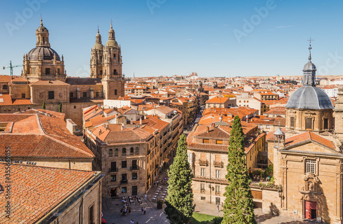 Panoramic view of city from the rooftop of Salamanca Cathedral  Castile and Leon  Spain.