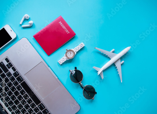 Top view of Travel planning.